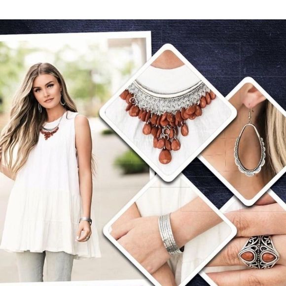 Jewelry - Brown Jewelry Silver Set